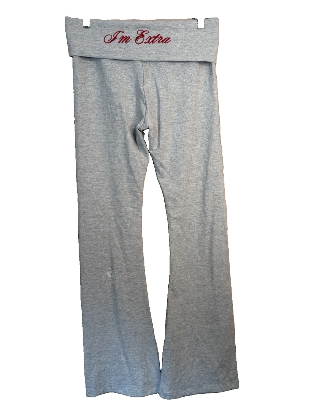 VS PINK FOLDOVER FLARE LEGGINGS HEATHER GREY I’M EXTRA LOGO M F16
